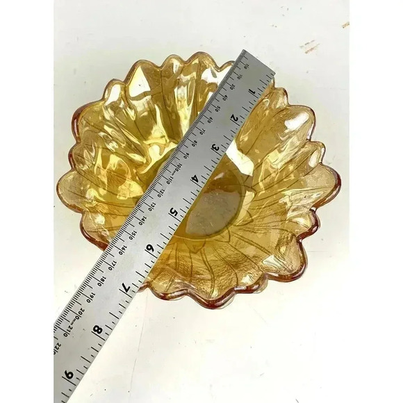 VTG Indiana Carnival Glass Amber Sunflower Bowl 7" - Picture 4 of 12